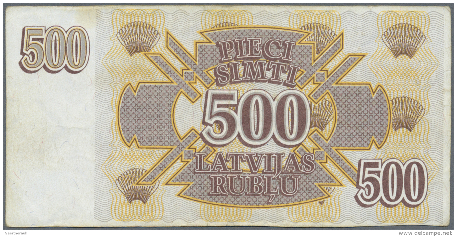 Latvia /Lettland: 500 Rublu 1992 P. 41, W/o Serial Number Error, Sign. Repse, Issued Note, Used With Folds And Light Sta - Lettonie