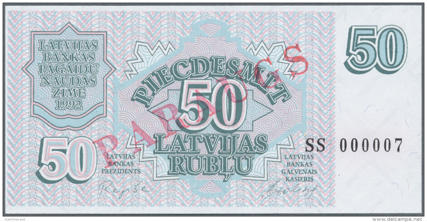 Latvia /Lettland: 50 Rublu 1992 SPECIMEN P. 40s, Series "SS", Serial 000007, Sign. Repse, Ovpt. Paraugs, Official Specim - Lettonie