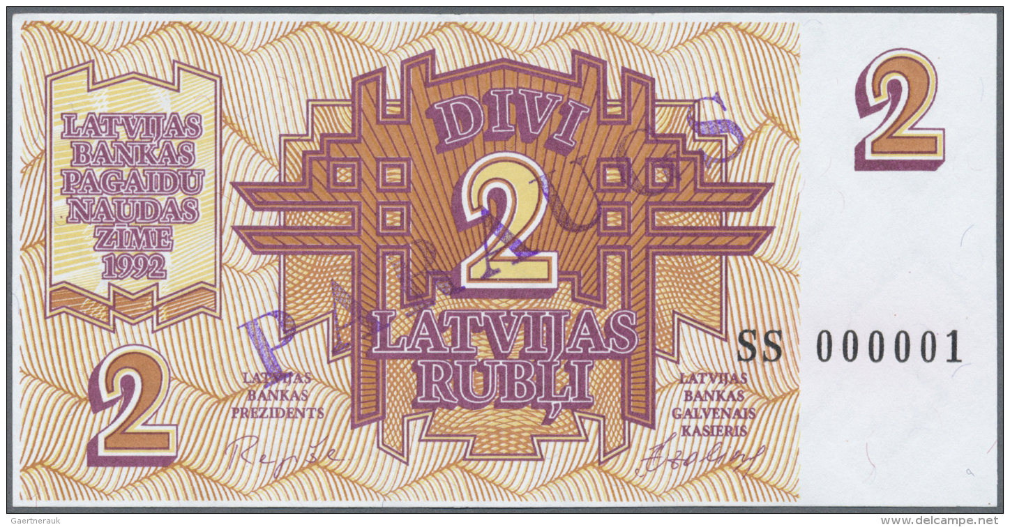 Latvia /Lettland: 2 Rubli 1992 SPECIMEN P. 36s, Series "SS", Serial 000001, Sign. Repse, Ovpt. Paraugs, Official Specime - Lettonie