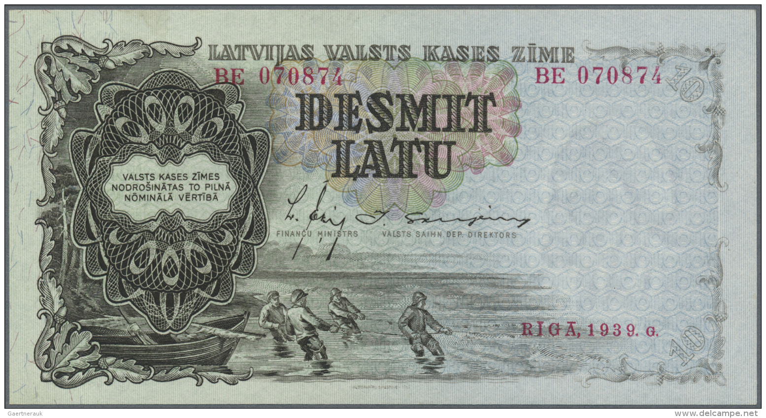 Latvia /Lettland: Set 2 Notes 10 Latu 1939 P. 29c, Series BE, Sign. Ekis, Consecutive Serial Numbers, In Crisp Original - Lettonia