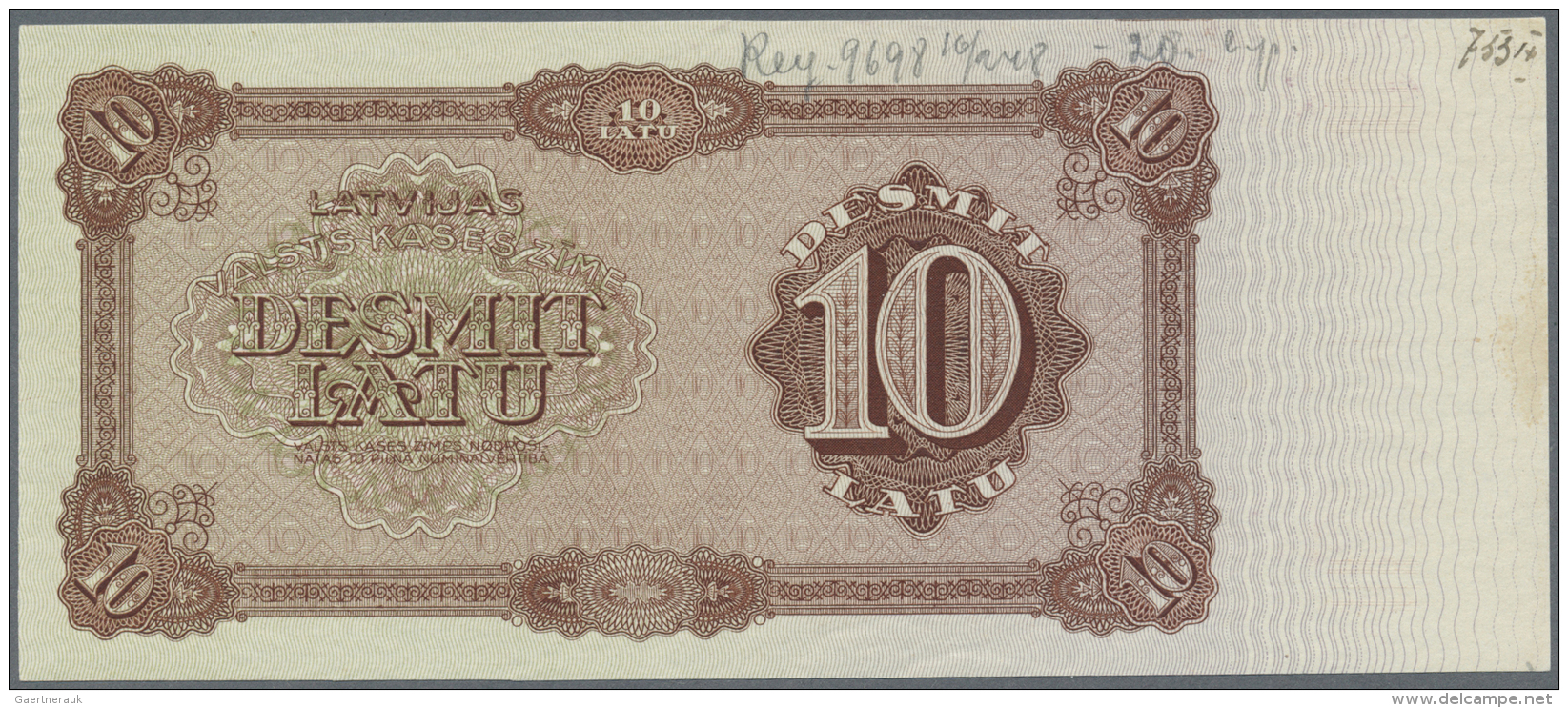 Latvia /Lettland: 10 Latu 1933-34 P. 25p, Uniface Front PROOF Print On Unwatermarked Paper In Brown Color, Printers Anno - Lettonie