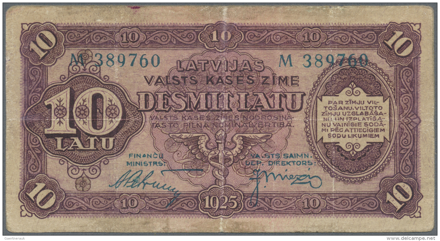 Latvia /Lettland: 10 Latu 1925 CONTEMPORARY FORGERY P. 24d, Series M, Well Done Forgery (for This Time) On Paper Without - Lettonie