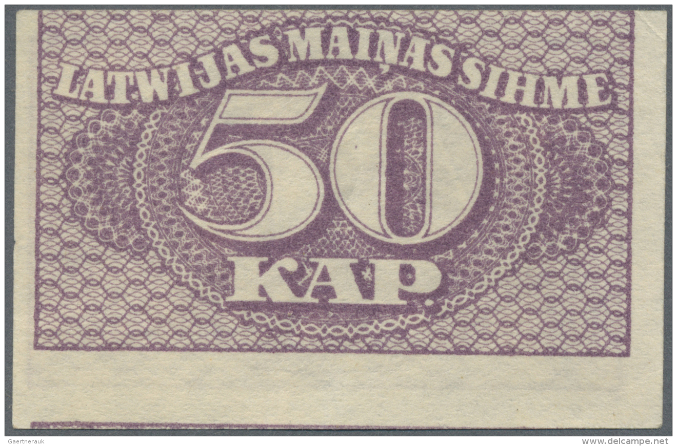 Latvia /Lettland: Rare Error Print Of 50 Kap. 1920 P. 12 With Deplaced Print On Front And Regular Print On Back, Light V - Lettonia