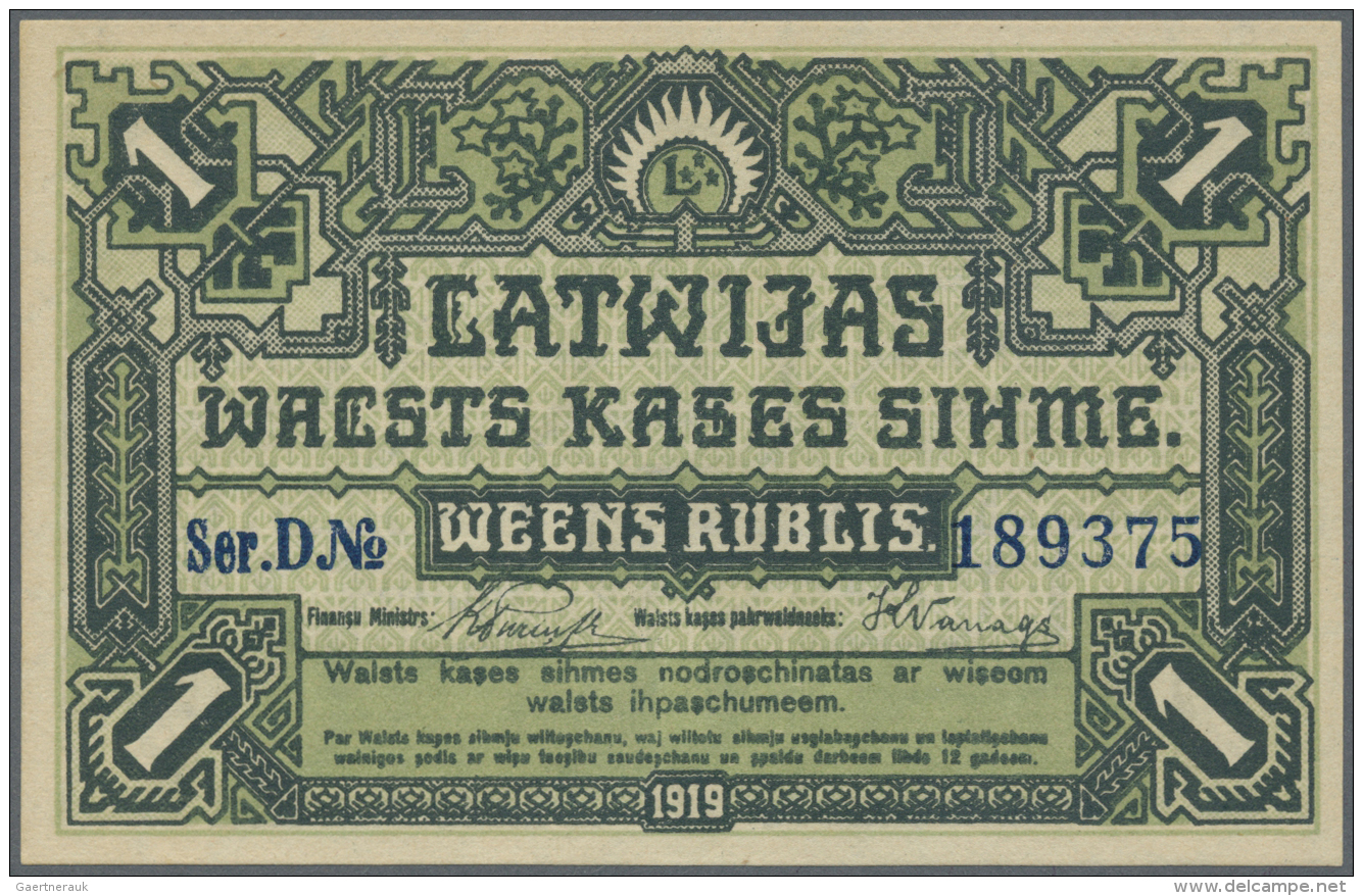 Latvia /Lettland: 1 Rublis 1919 P. 2a, Series "D", In Crisp Original Condition: UNC. - Lettonia