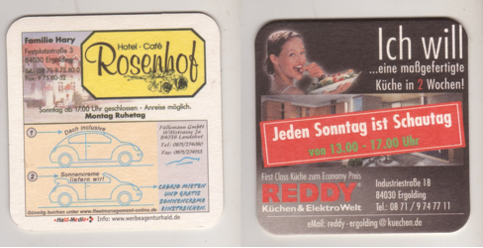 Werbebierdeckel , Rosenhof , Cafe , Ergolding - Reddy - Sous-bocks