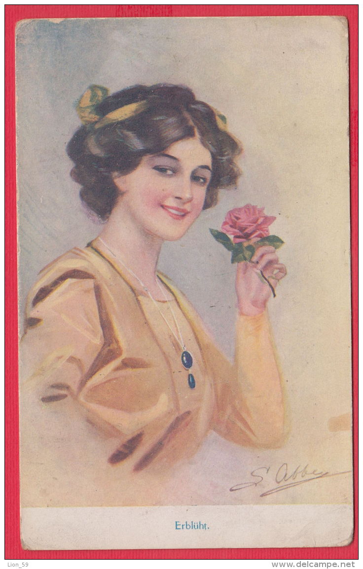 219253 /  Illustrator S. ABBEY - "ERBLÜHT " BEAUTIFUL WOMAN FLOWERS ROSE , E.J.HEY &amp; Co. SERIES 236 - Other & Unclassified