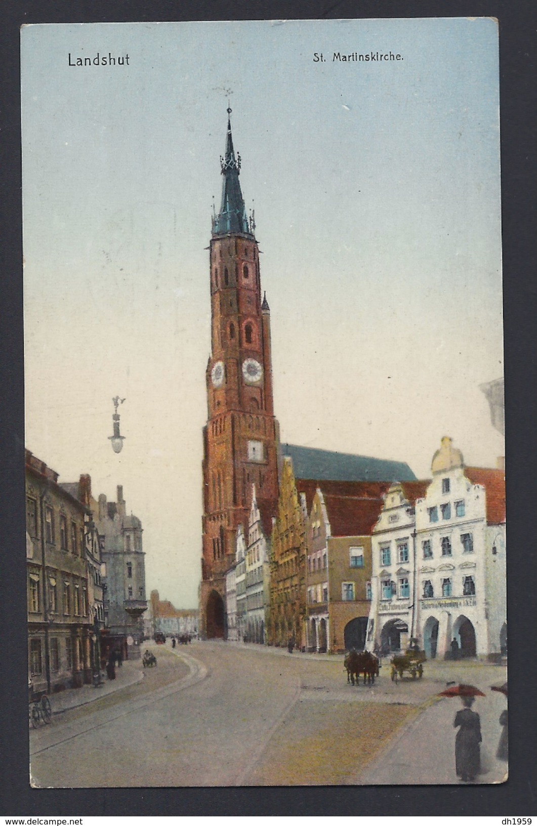 LANDSHUT ST MARTINSKIRCHE1BAYERN Nach SAARGEMÜND LOTHRINGEN FELDPOST VIGNETTE VERLAG J H BUCHHANDLUNG - Landshut