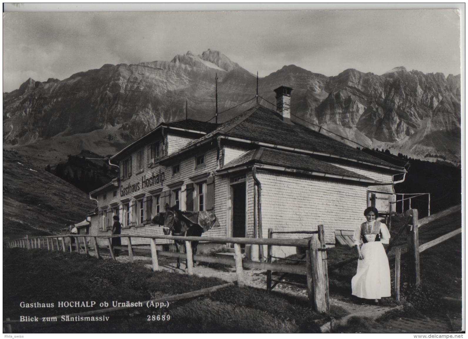 Gasthaus Hochalp Ob Urnäsch Appenzell - Blick Zum Säntismassiv - Animee - Photo: Hans Gross No. 28689 - Urnäsch