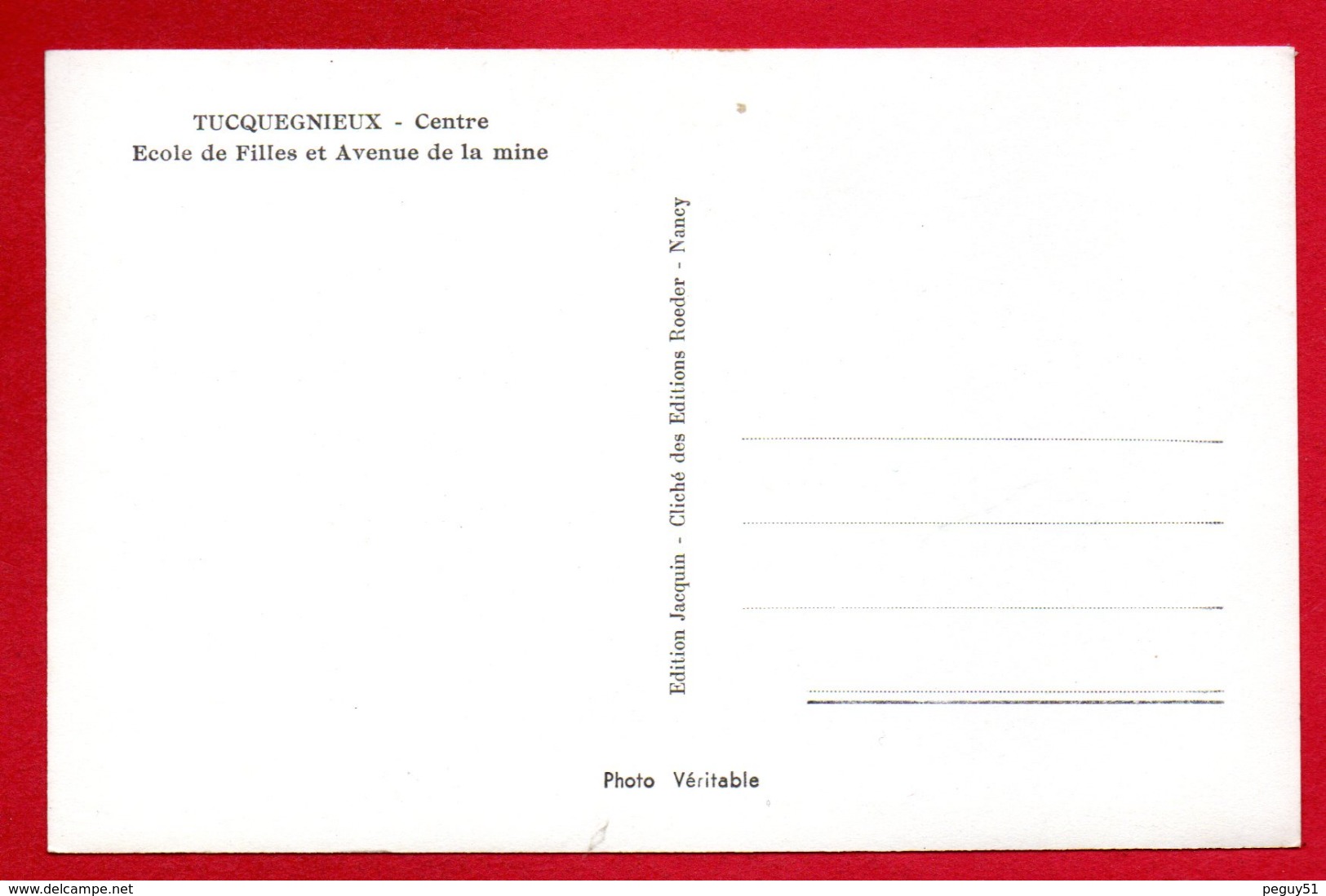 54. Tucquegnieux Centre. Avenue De La Mine. Ecole Des Filles - Autres & Non Classés