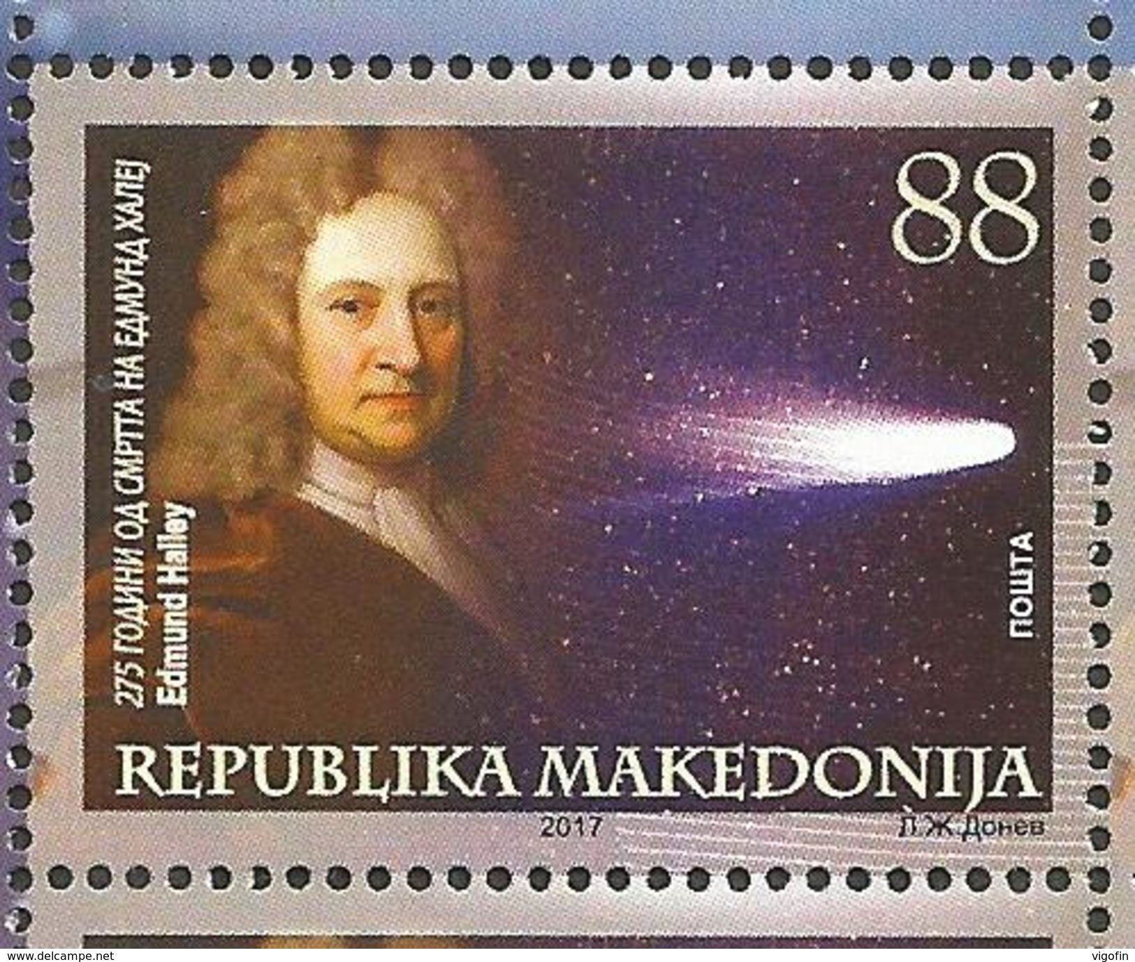 MK 2017-06 ASTRONOMY EDMOUND HALLEY, MACEDONIA MAKEDONIJA, 1 X 1v, MNH - Nordmazedonien