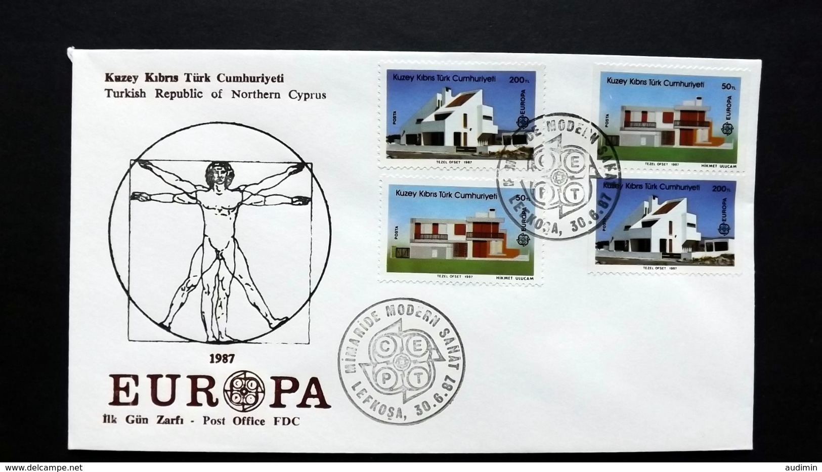 Zypern Türk. 205/6 A/C FDC, ESST, EUROPA/CEPT 1987, Moderne Architektur - Briefe U. Dokumente