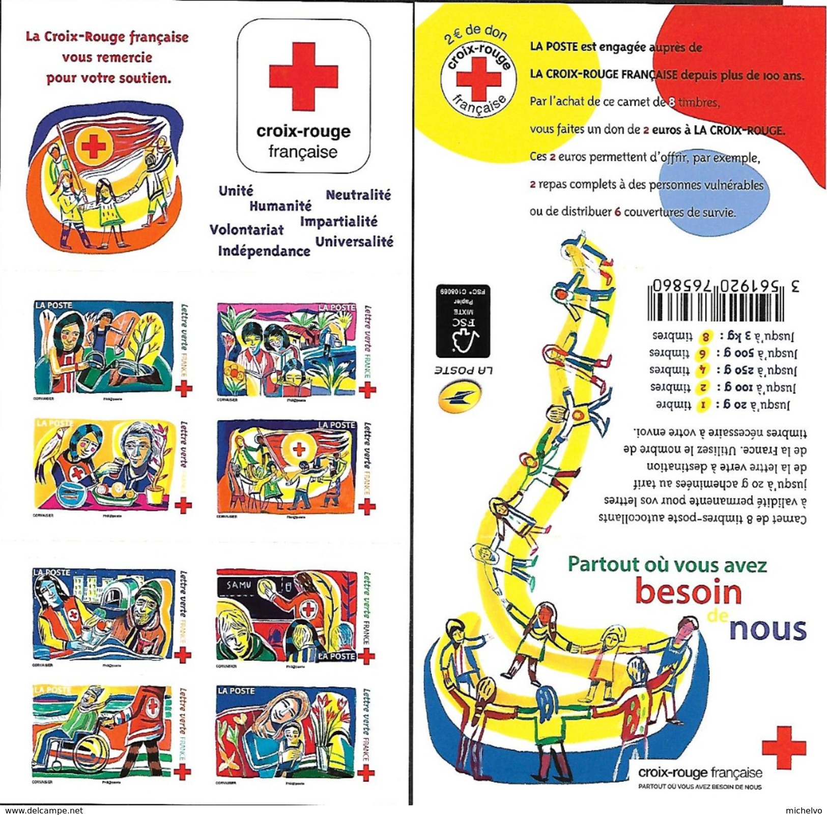 France 2017 - Yv N° BC1422 ** - Croix-Rouge  (timbres Adhésifs 1422 à 1429)  (Mi N° 6737 à 6744 MH) - Red Cross