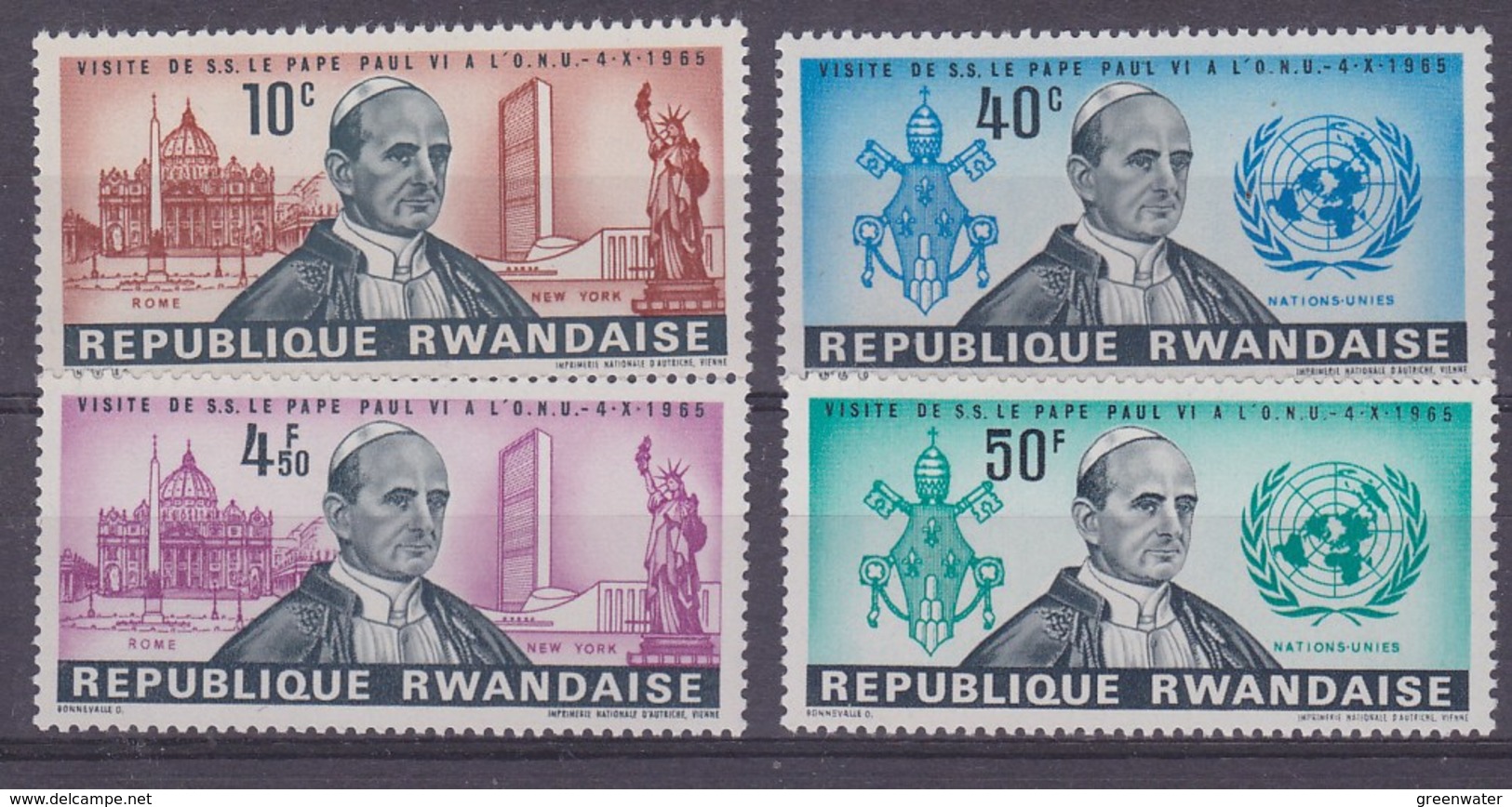 Rwanda 1966 Visit Pope Paul VI To Rwanda 4v ** Mnh (35654) - Ongebruikt