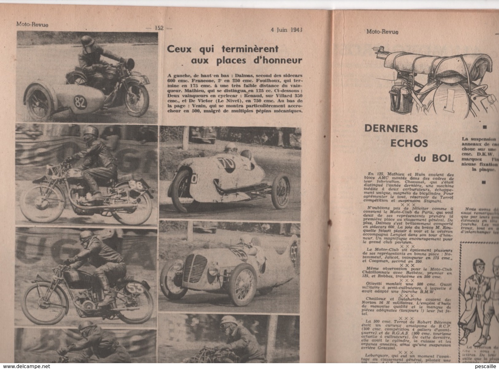 MOTO REVUE 4 06 1948 - MOTO-CROSS DE MONTREUIL - CULASSE DE MOTO - BOL D'OR - MOTO CARROSSEE - RACER 500 - - Moto