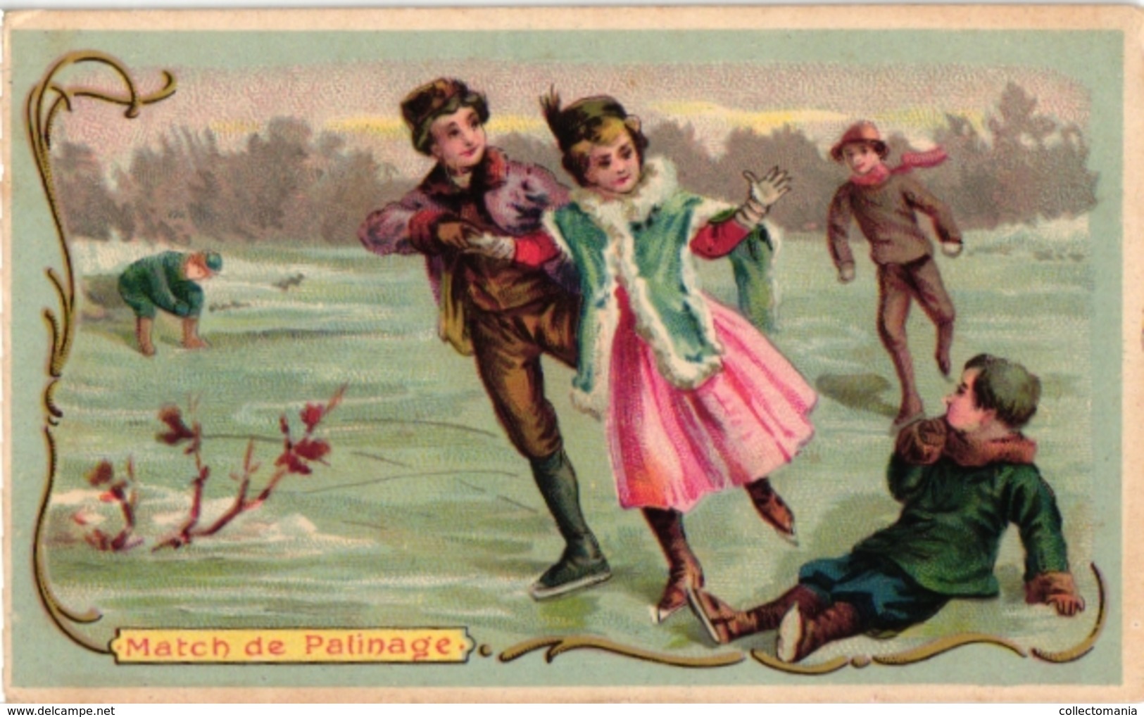 7 Litho  Chromos C1900 Ice Skating Patinage  Glace Eislaufen Schaatsen PUB Printemps GUERIN Boutron Berliner Morgenpost - Patinage Artistique