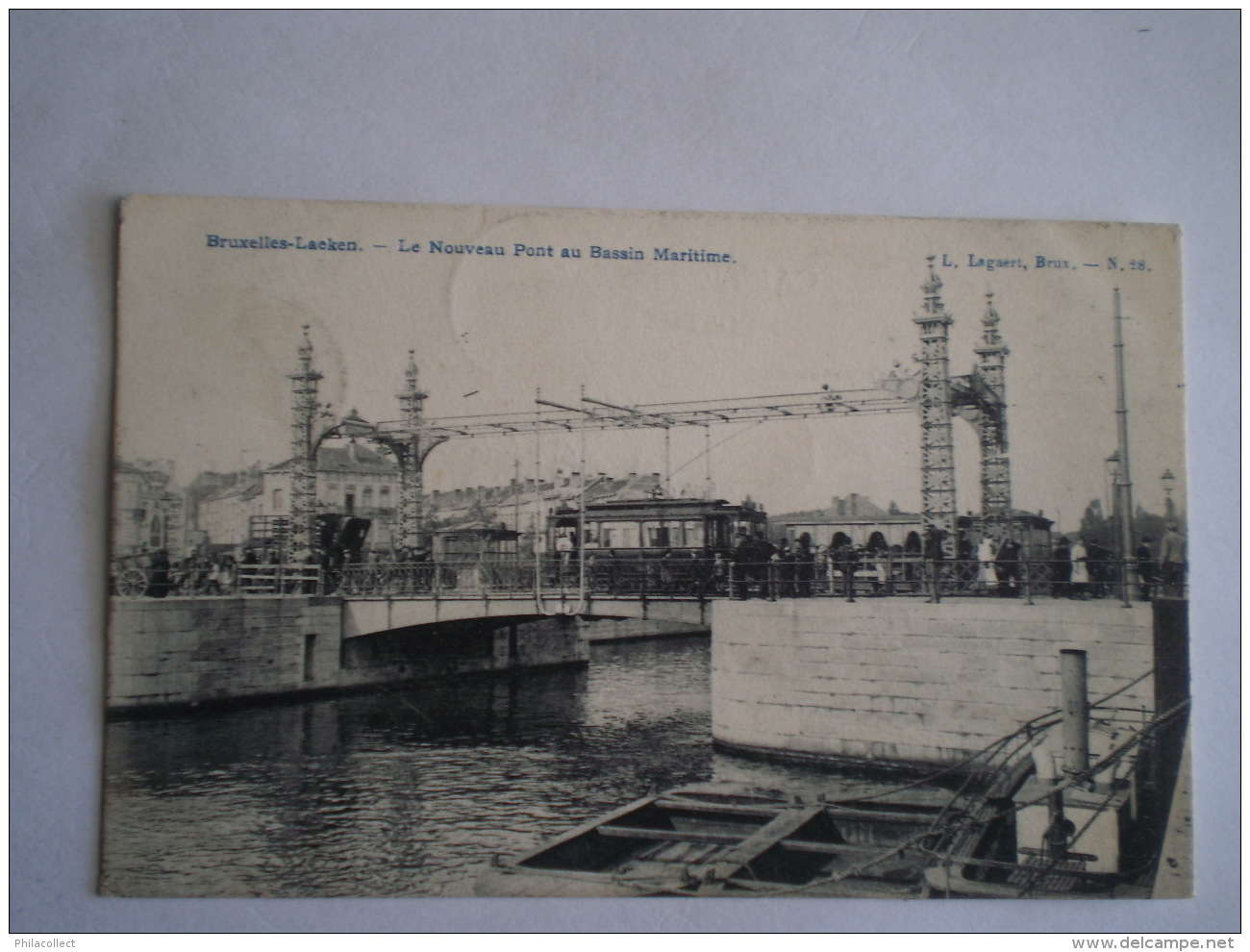 Bruxelles Laeken // Nouveau Pont Au Bassin Maritime Avec Tram // Used 19?? Adres Rough Remouved - Laeken
