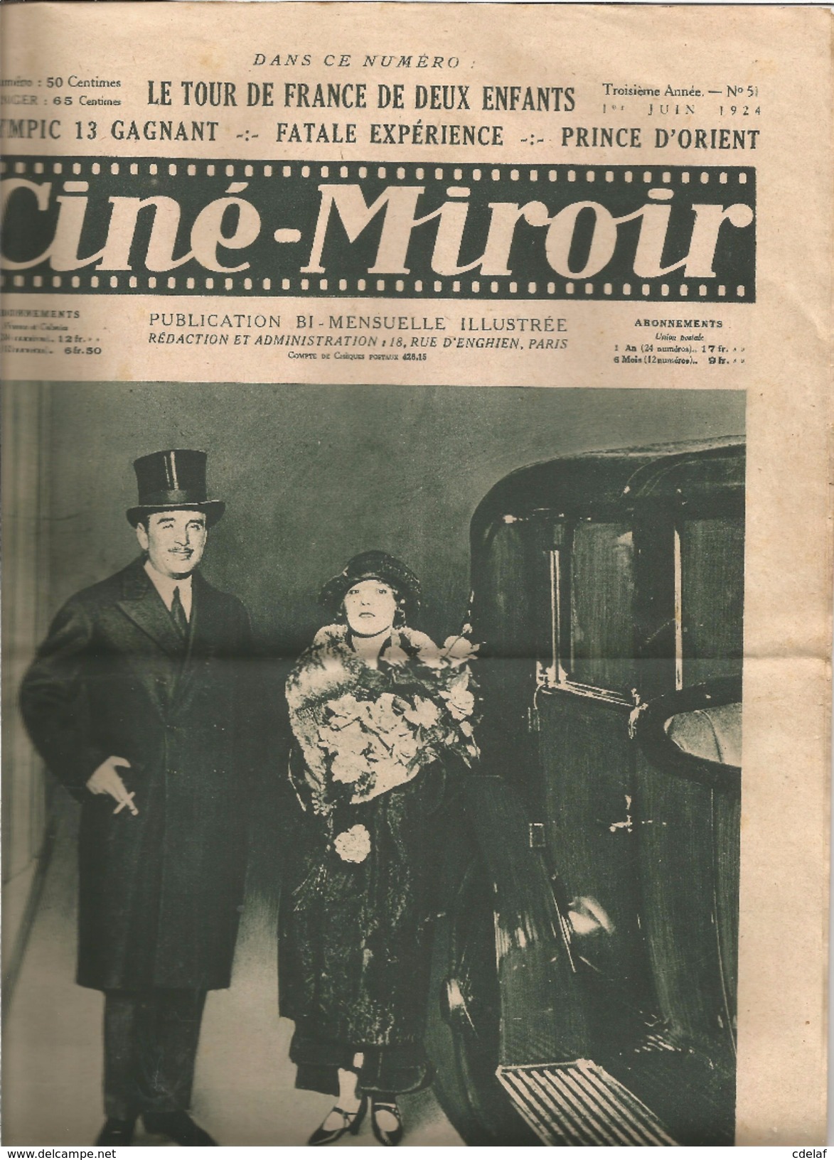 Ciné Miroir No 51 Du 1er Juin 1924 Douglas FairbanksMary Pickfordjackie Coogan Le Tour De France Par 2 Enfantsenvoi 2,50 - Film & TV