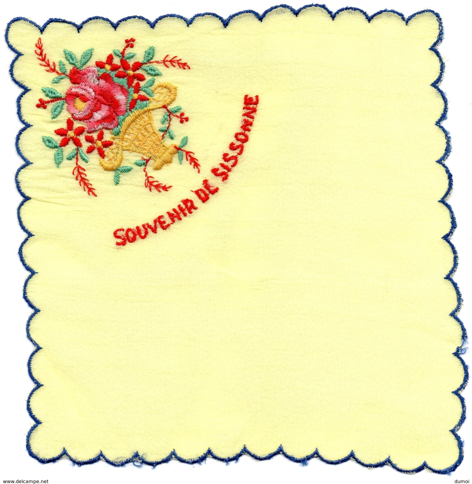 MOUCHOIR - POCHETTE  Souvenir De SISSONNE  - Motif  Brodée Panier Fleurs (2) - Zakdoeken