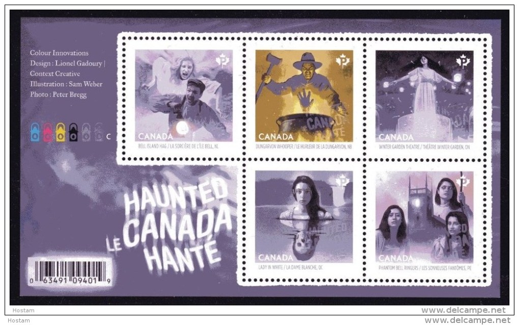 CANADA 2016, 2935,  HAUNTED CANADA See Description Below, MNH - Blocs-feuillets