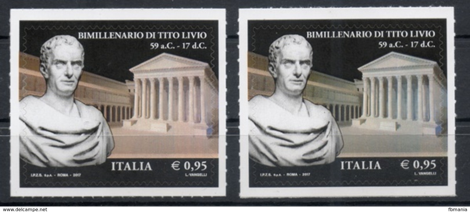 Italia Rep. 2017 - Bimillenario Tito Livio Tonalità Diverse MNH ** - Errors And Curiosities