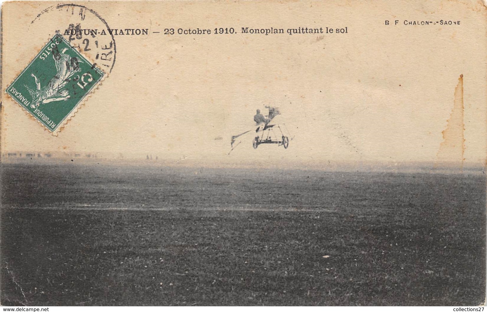 71- AUTUN- AVIATION, 23 OCTOBRE 1910, MONOPLAN QUITTANT LE SOL - Autun