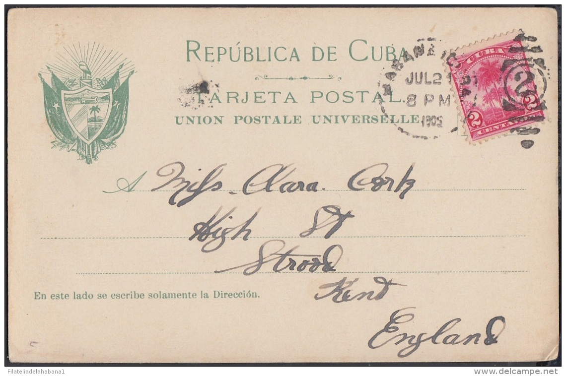 POS-790 CUBA POSTCARD 1905. HABANA, IGLESIA CATEDRAL, CHURCH CATHEDRAL TO ENGLAND. - Cuba