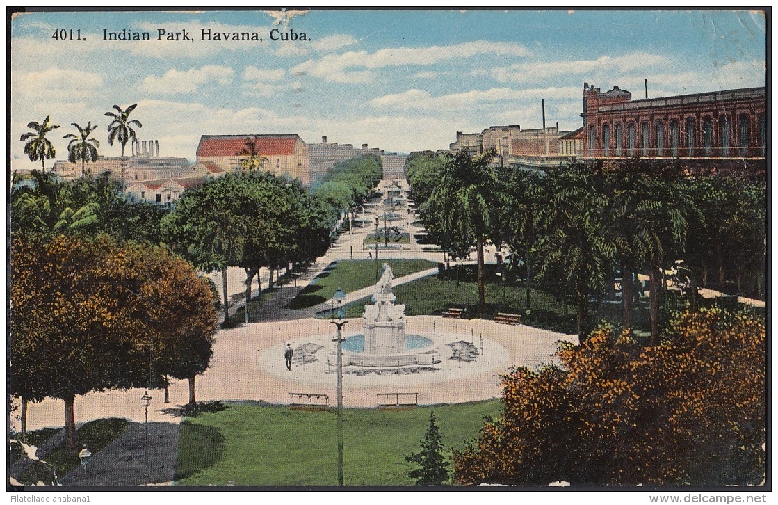 POS-794 CUBA POSTCARD 1919. HABANA, INDIA PARK. PARQUE DE LA INDIA. - Cuba