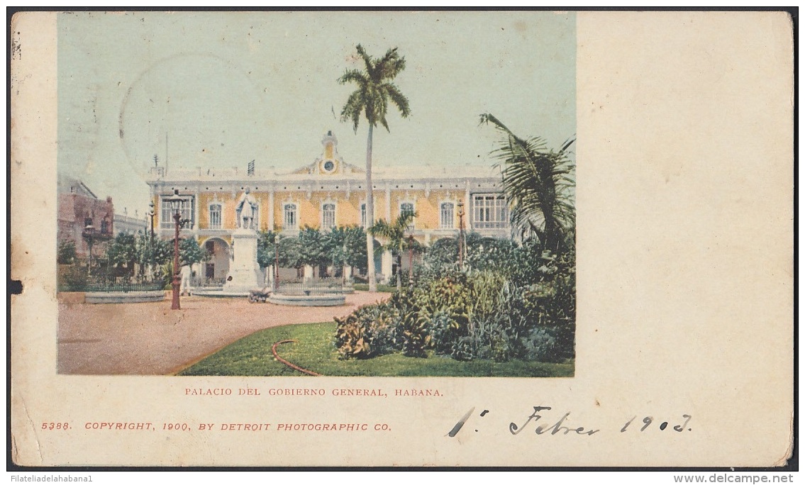 POS-805 CUBA POSTCARD 1903. HABANA, PALACIO DE GOBIERNO Y PLAZA DE ARMAS. - Cuba