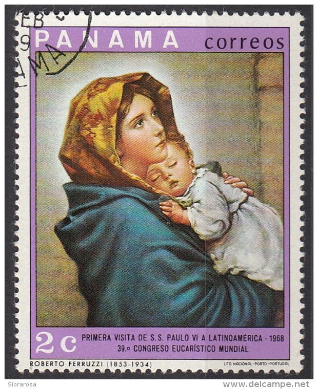 496A Panama 1069 "La Madonnina" Quadro Dipinto Da R. Ferruzzi Paintings Tableaux - Madonnen