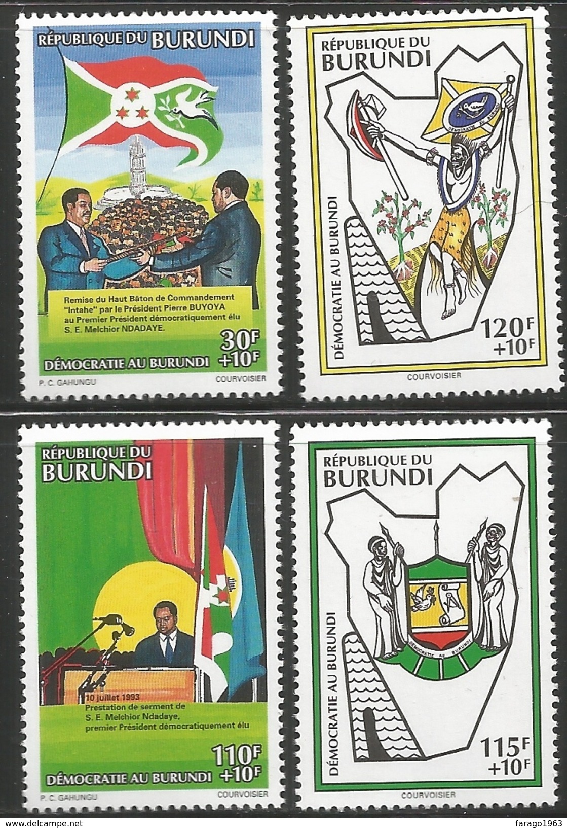 1994 Burundi  Multiparty Elections Map Coat Of Arms President Complete Set Of 4 MNH - Ungebraucht
