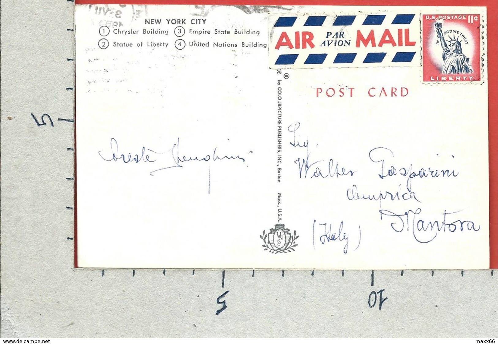 CARTOLINA VG STATI UNITI - NEW YORK - Greetings From - 9 X 14 - ANN. 1963 - Multi-vues, Vues Panoramiques