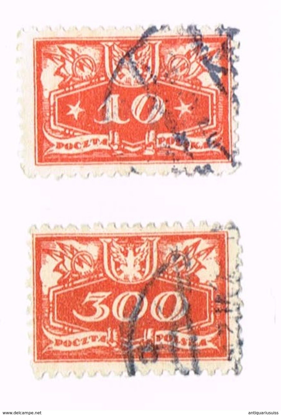 POCZTA POLSKA  * 10 * , 300 , 1919 Number And Eagle - Used Stamps