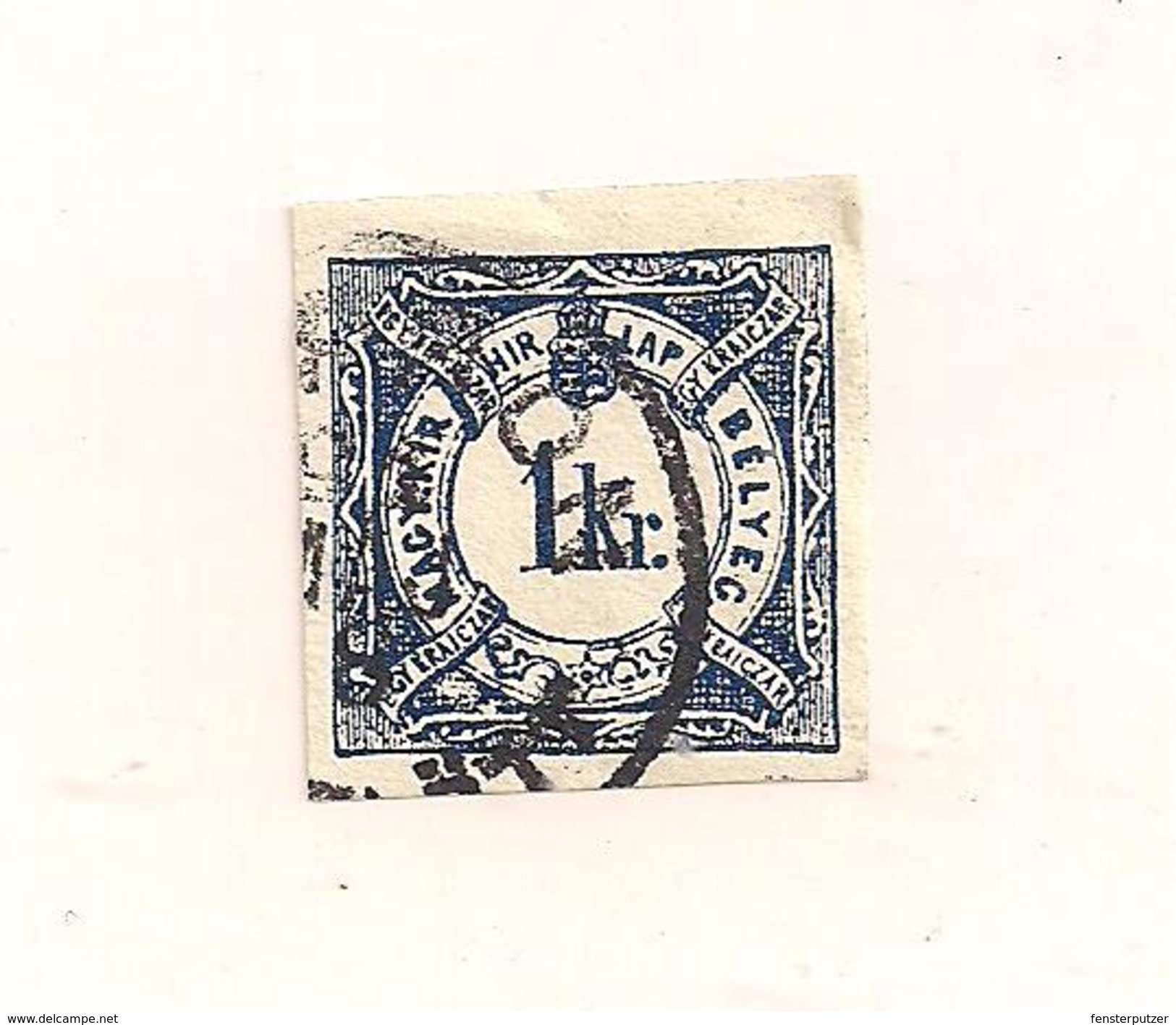 1 Austria Hungary Revenue - Zeitungsstempelmarke 1 Kr. 1868 Dunkelblau - Geschnitten - Revenue Stamps