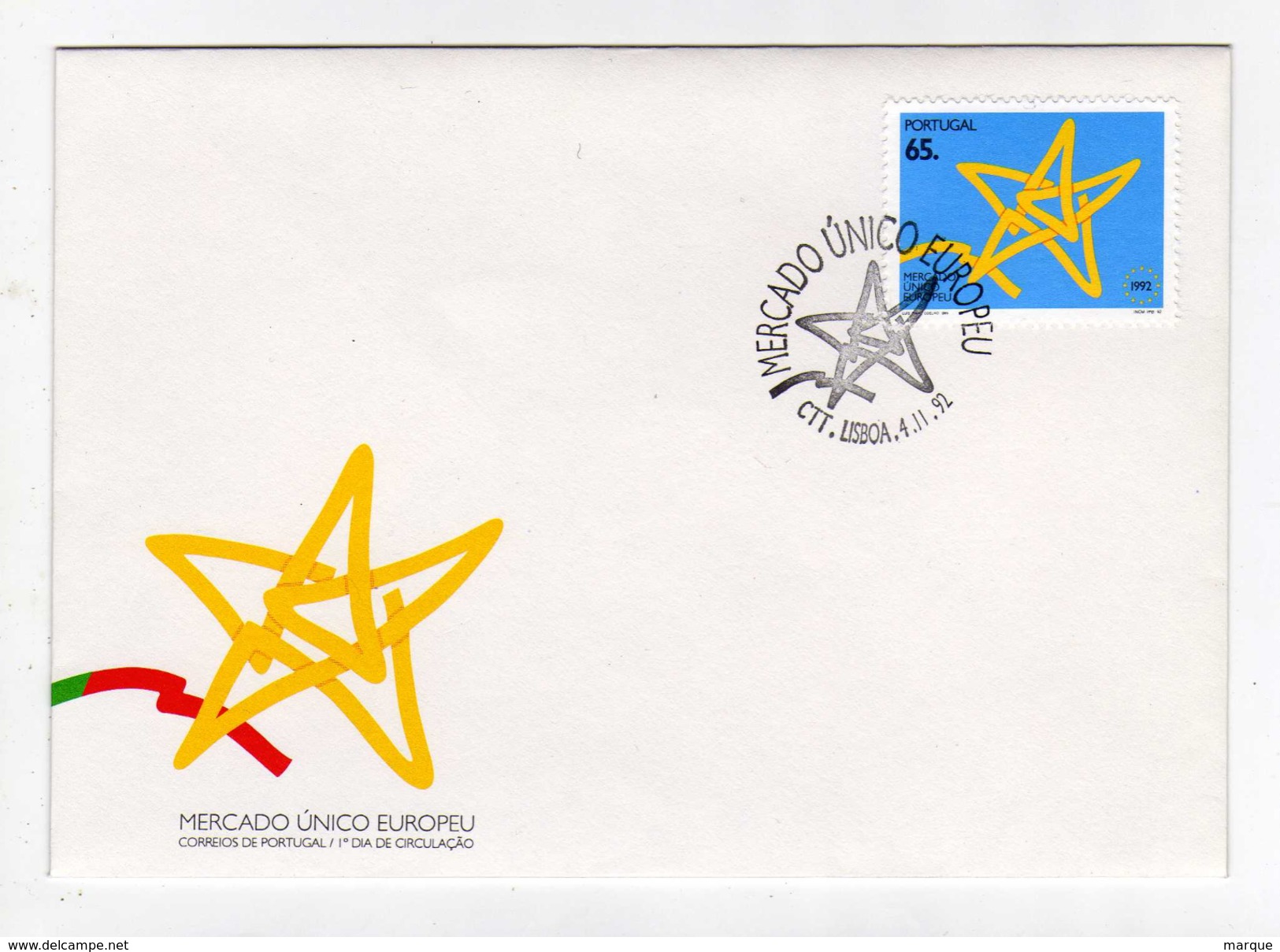 Enveloppe 1er Jour PORTUGAL Oblitération CTT LISBOA 04/11/1992 - FDC