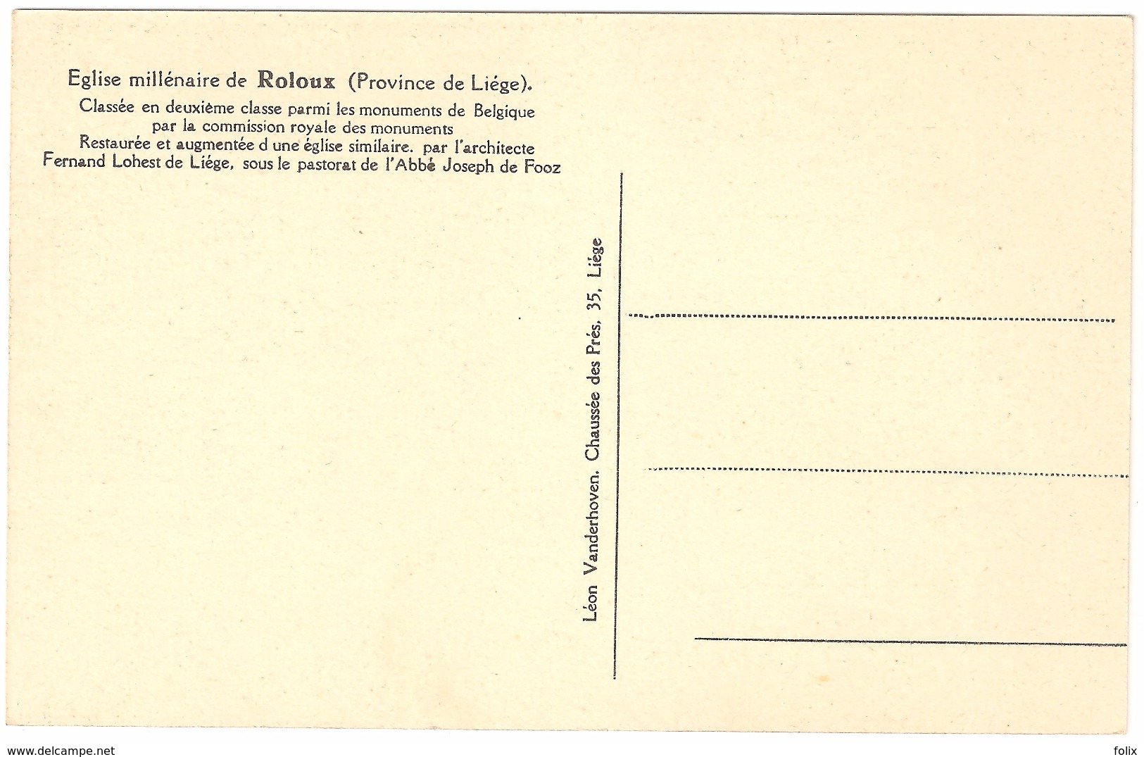 Roloux - La Tour XIVeme Siècle Et La Nef Romane - état Neuf - Ed. Léon Vanderhoven - Fexhe-le-Haut-Clocher