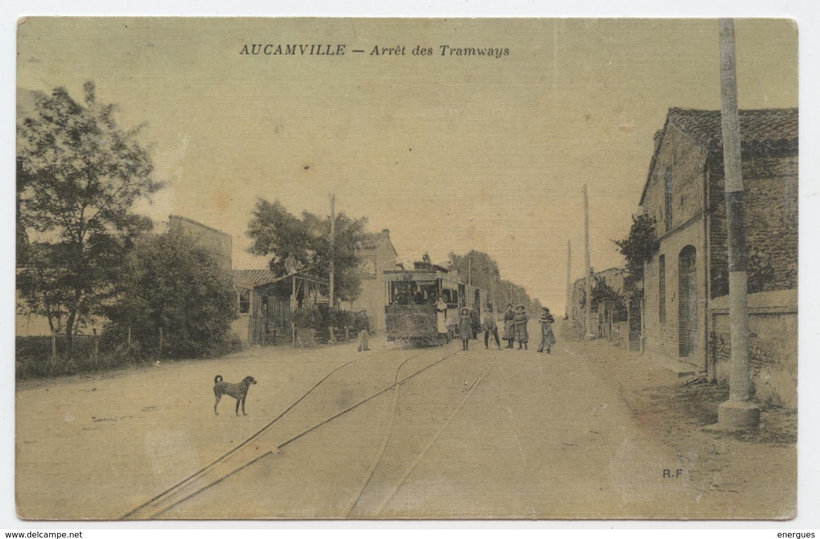 Aucamville, Toulouse, Arrêt Des Tramways, Au Verso, Cachet Postal, Aucamville, Hte Garonne, 1909 - Andere & Zonder Classificatie