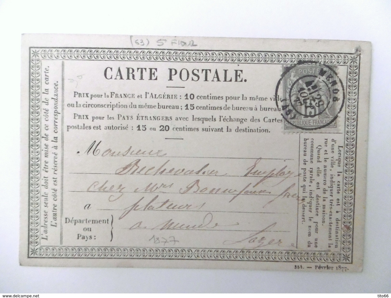 (9a) Carte Postale Précurseur Avec Sage 77 Type II Du 28/8/77 - Precursor Cards