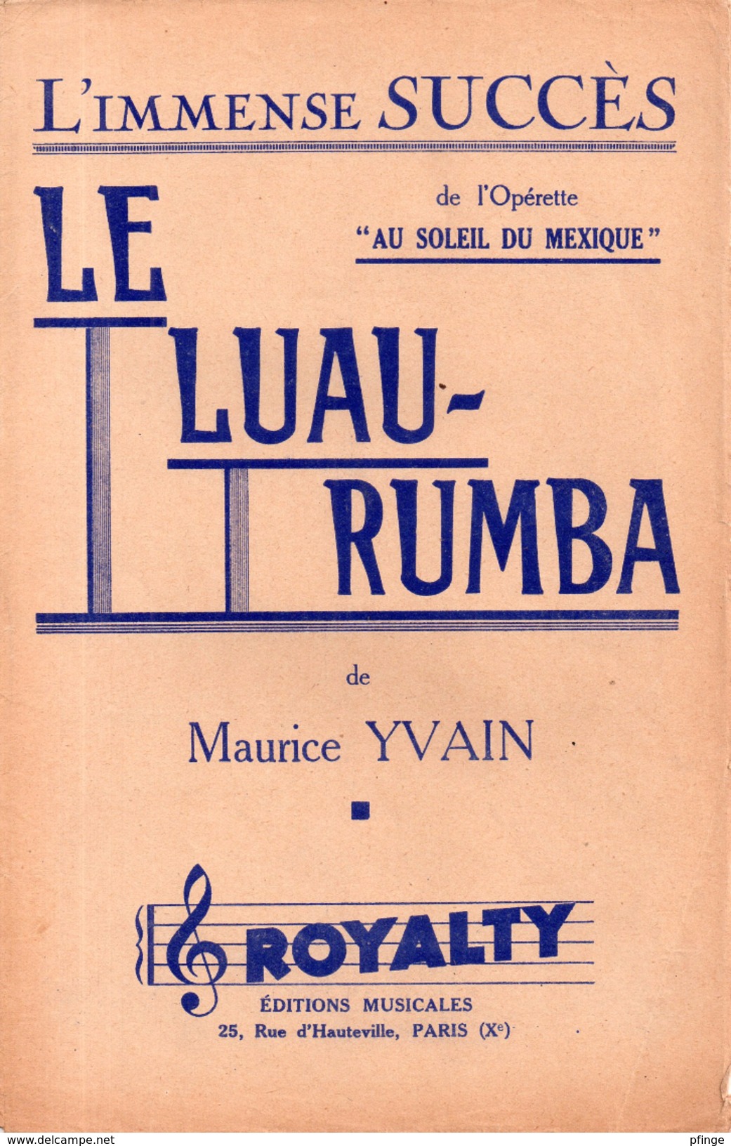 Le Luau-Rumba - Maurice Yvain - Partitions Accordéon Et Violons, 1936 - Compositeurs De Comédies Musicales
