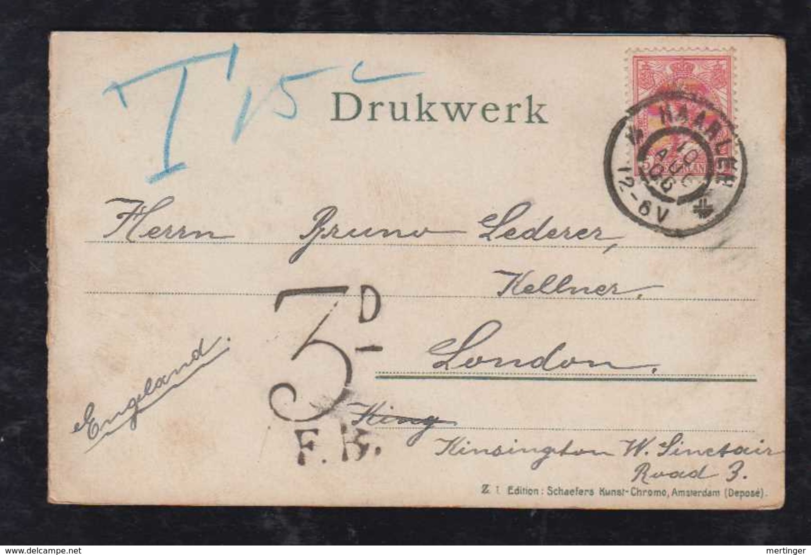 Netherlands 1906 Postcard HAARLEN To London Postage Due - Brieven En Documenten