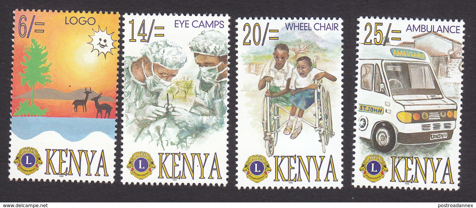 Kenya, Scott #697-700, Mint Hinged, Lions Club International, Issued 1996 - Kenia (1963-...)