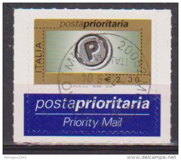 ITALIA  2004 POSTA PRIORITARIA SASS. 2749 USATO SU FRAMMENTO VF - 2001-10: Usati