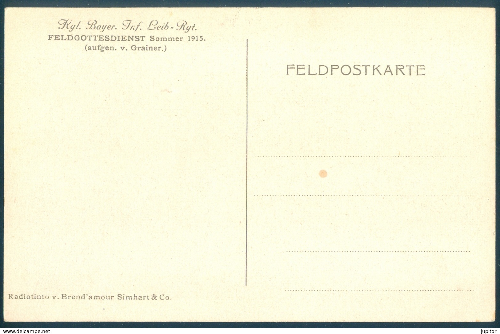 Germany WW1 Feldgottesdienst Sommer 1915 Field Service, Field Mass UNUSED - Other & Unclassified