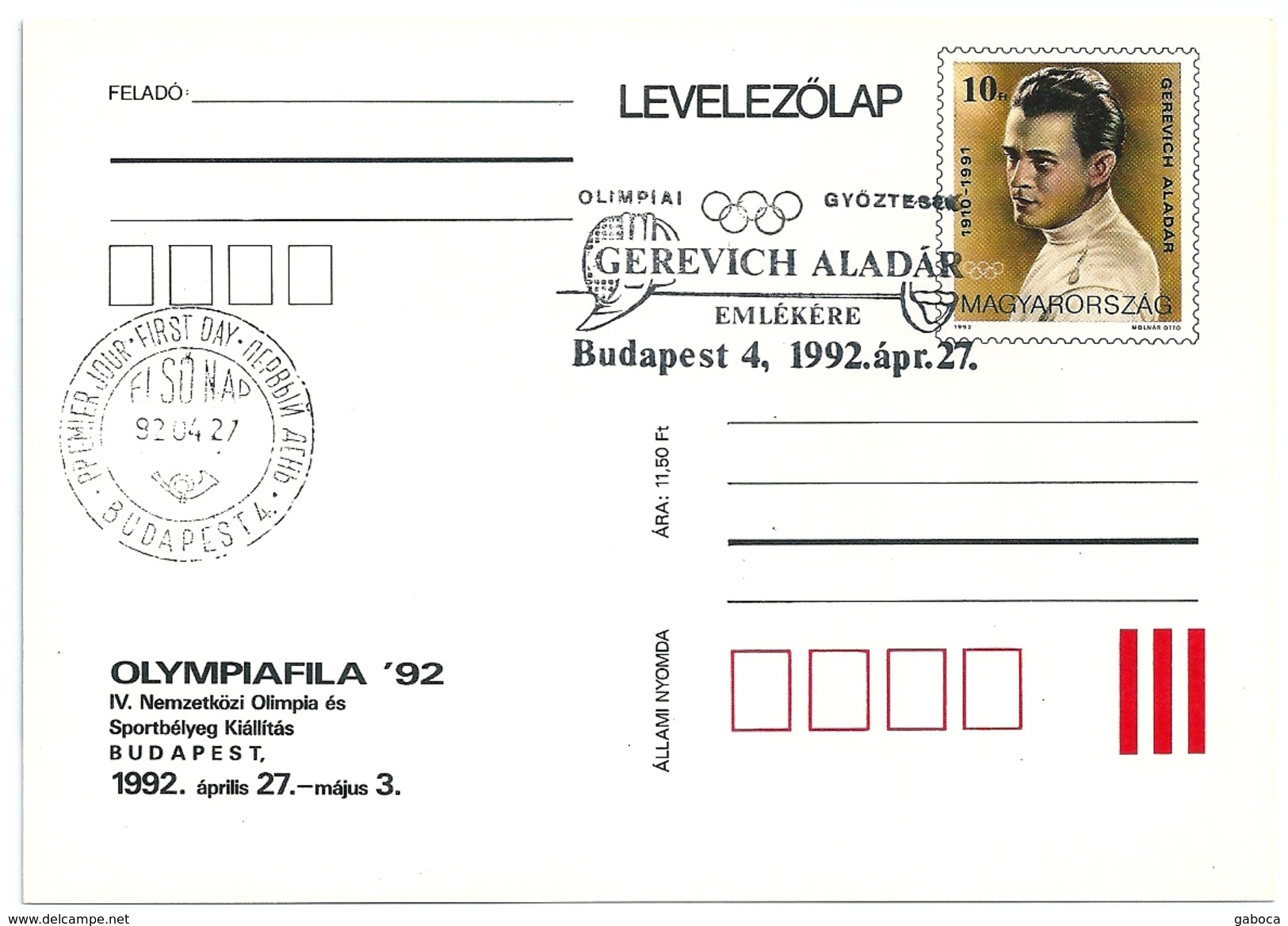 5238 Hungary FDC With SPM Postcard Olympic Champion Fencing Philately - Ete 1932: Los Angeles