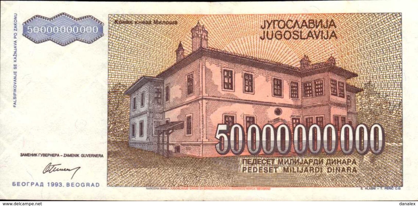 YOUGOSLAVIE 50000000000 DINARA  De 1993  Pick 136 AU/SPL - Yougoslavie