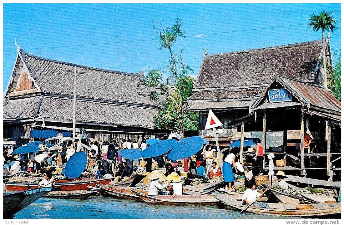 [DC10088] CPA - TAILANDIA THAILAND - DHONBURI - WAD SAI FLOATING MARKET - Non Viaggiata - Old Postcard - Thailand