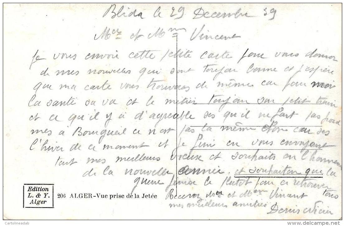[DC10092] CPA - ALGERIA - ALGERI - VUE PRISE DE LA JETEE - Non Viaggiata - Old Postcard - Algeri