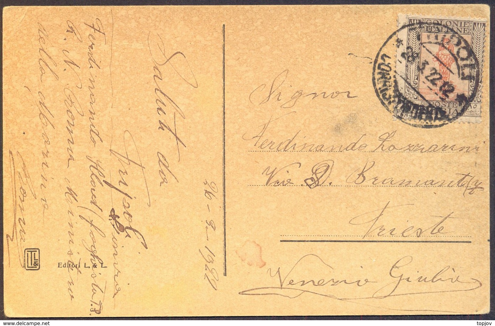 ITALIA - LIBIA - PITTORICA  15 Cent. Perf  14 - On Postcard - 1921 - Libia