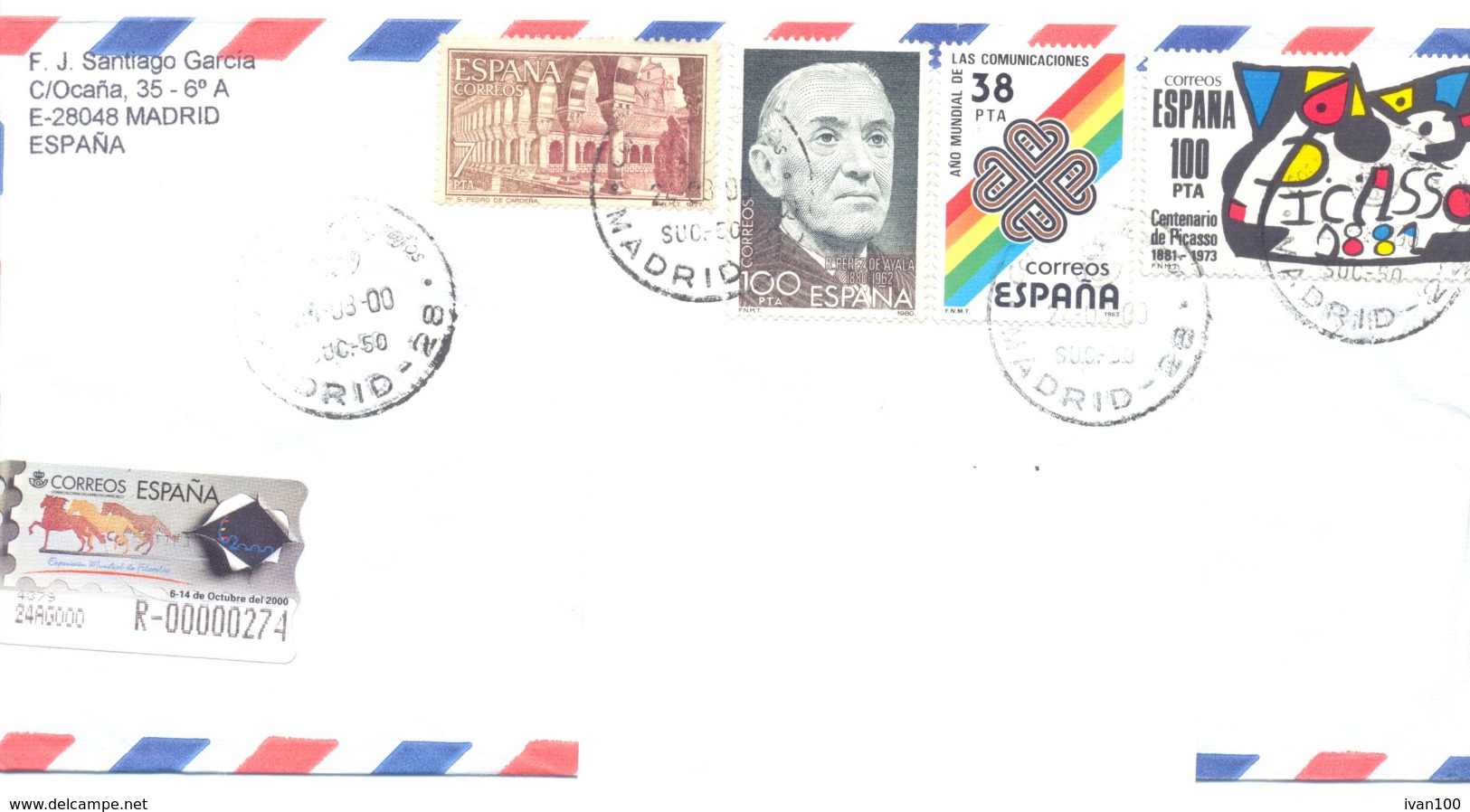 2000. Spain, He Letter Sent By Registered Post To Moldova - Brieven En Documenten