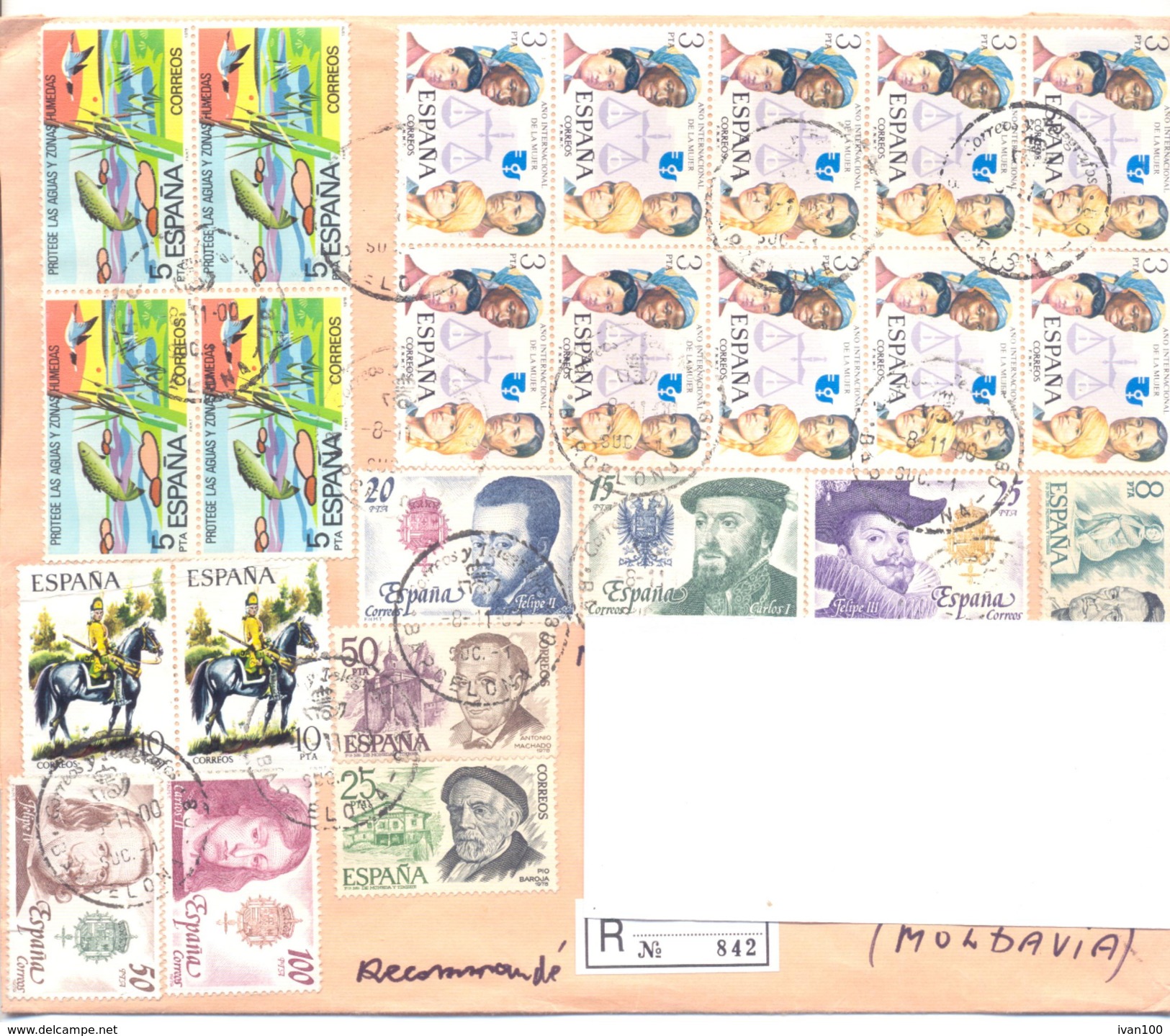 2000. Spain, He Letter Sent By Registered Post To Moldova - Storia Postale