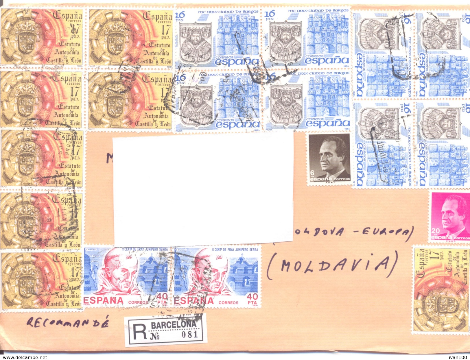 2000. Spain, He Letter Sent By Registered Post To Moldova - Storia Postale